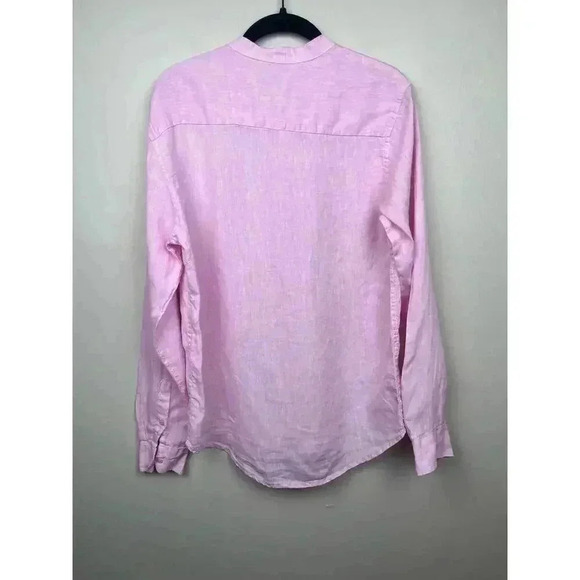 Santorini Pink Linen Button Up long Sleeve Shirt - size Small - Picture 3 of 4